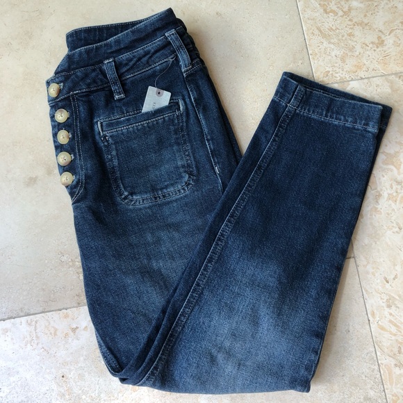 Anthropologie Ultra High Rise Slim Button Fly Jeans NWT Women’s Size 25P - Picture 2 of 11